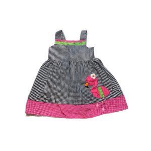 Rare Editions Gorls Black White Seersucker Flamingo Sleeveless Sundress Dress 2T